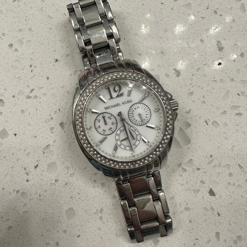 Michael Kors Silver Mother of Pearl Watch